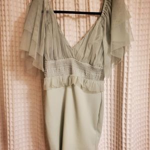 Mint Sleeve Sheer Dress